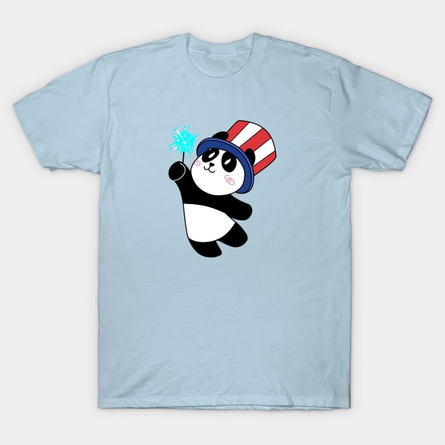 Patriotic Panda T-Shirt by JenjoInk